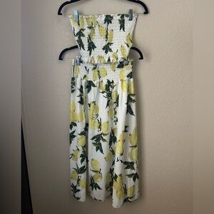 Women’s Lemon Print White Skirt Set NWT